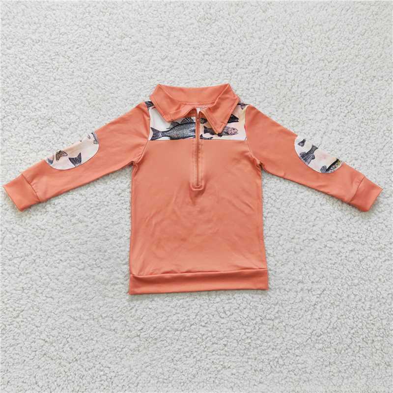 BT0128 Baby kids fishing Long Sleeve pullover shirts