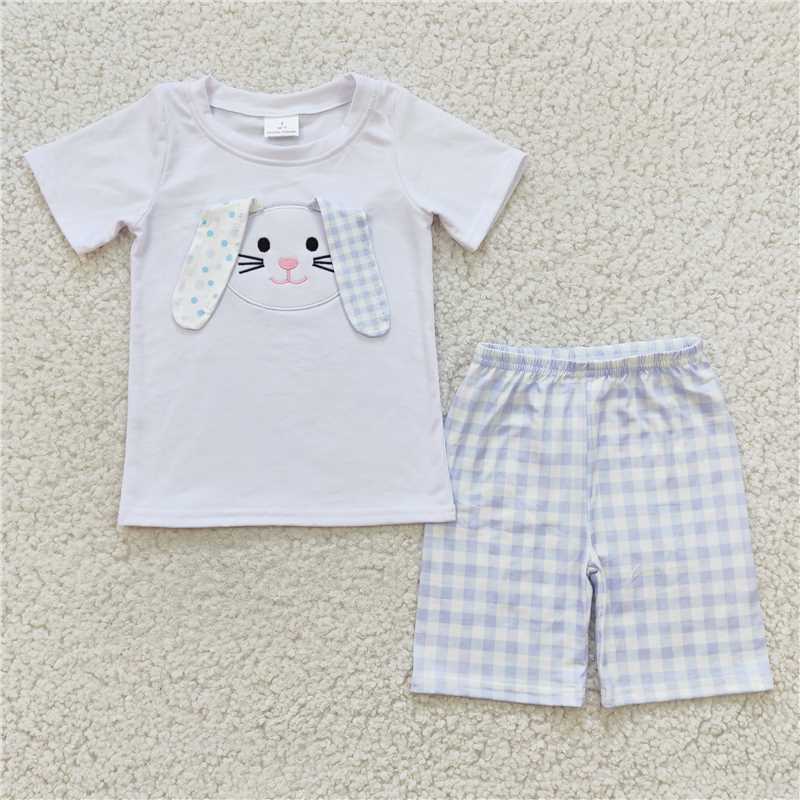 BSSO0090 Embroidery Baby Boys Easter rabbit shorts sets