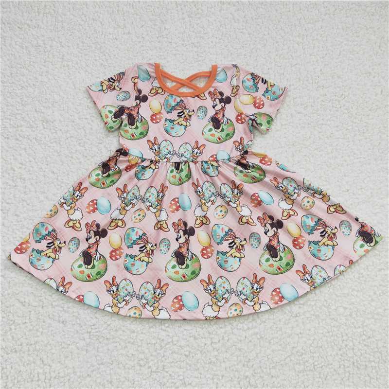 12.24 RTS NO MOQ (In stock)GSD0222 Baby Girls Easter Bunny Knee Length Dresses