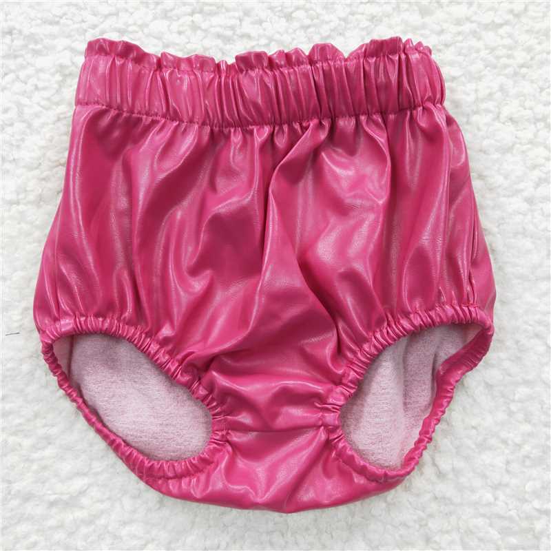 SS0049 Baby Girls Dark Pink Leather Summer Bummies Bottoms