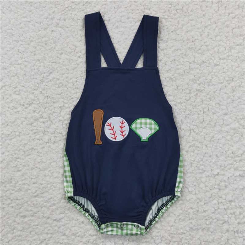 SR0272 Baby Boys Baseball Bubble Rompers