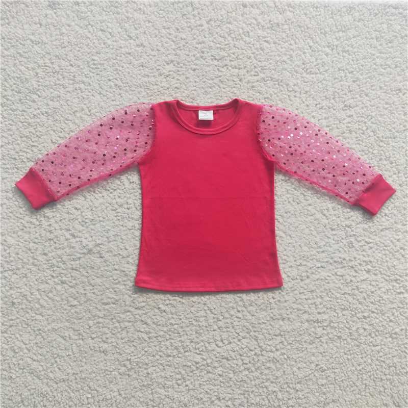GT0176 Baby Girls Pink Long Lace Sleeve Shirts Tops