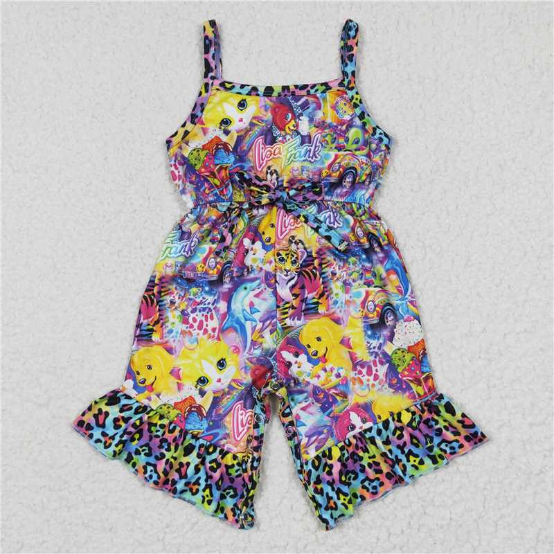 SR0177 Baby Girls Cartoon Cats Strap Jumpsuits