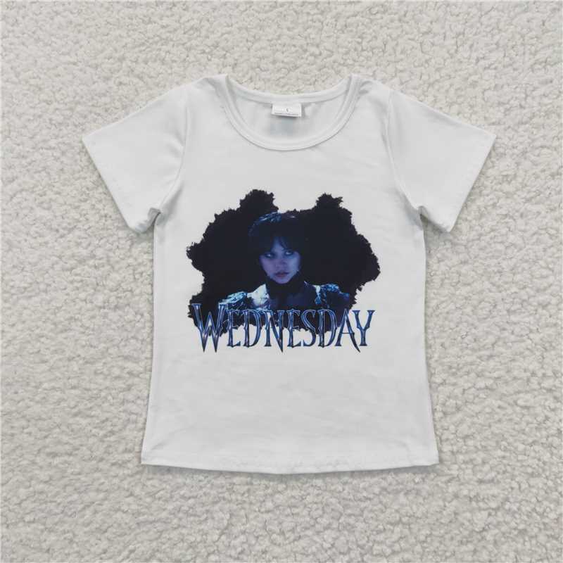 GT0171 Baby Girls Cartoon White Short Sleeve Tee Shirts Tops