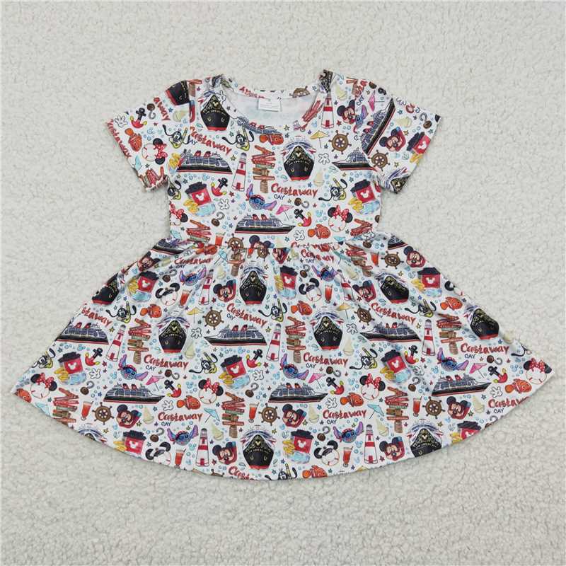 GSD0290 Girls Mickey Ship Short Sleeve Dress