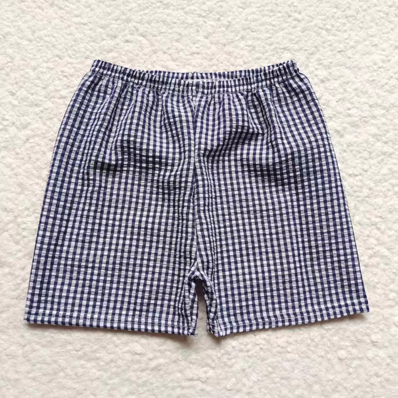 Seersucker SS0075 Boys navy blue plaid shorts
