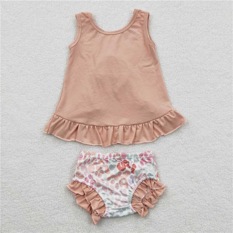 GBO0122 Baby Girls Pink Bow Tunic Floral Bummie Sets