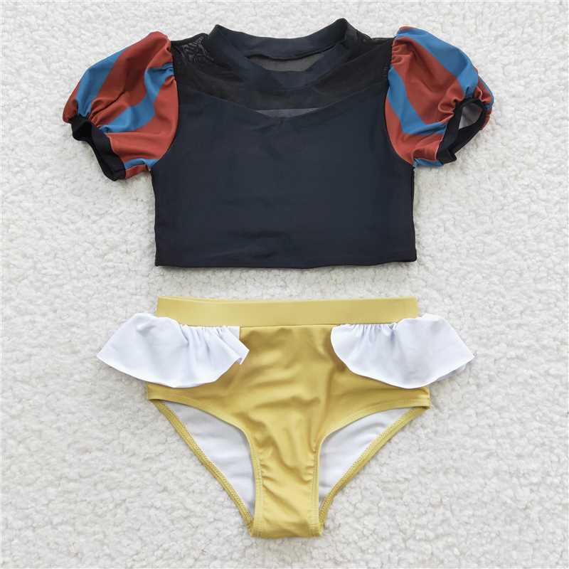 S0131 Baby Girls Princess Black Two Pieces Swimsuits