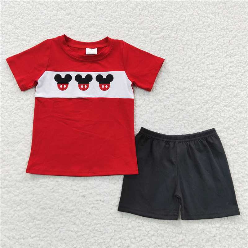 BSSO0092 Baby Boys Summer Mouse Embroidery Shorts sets