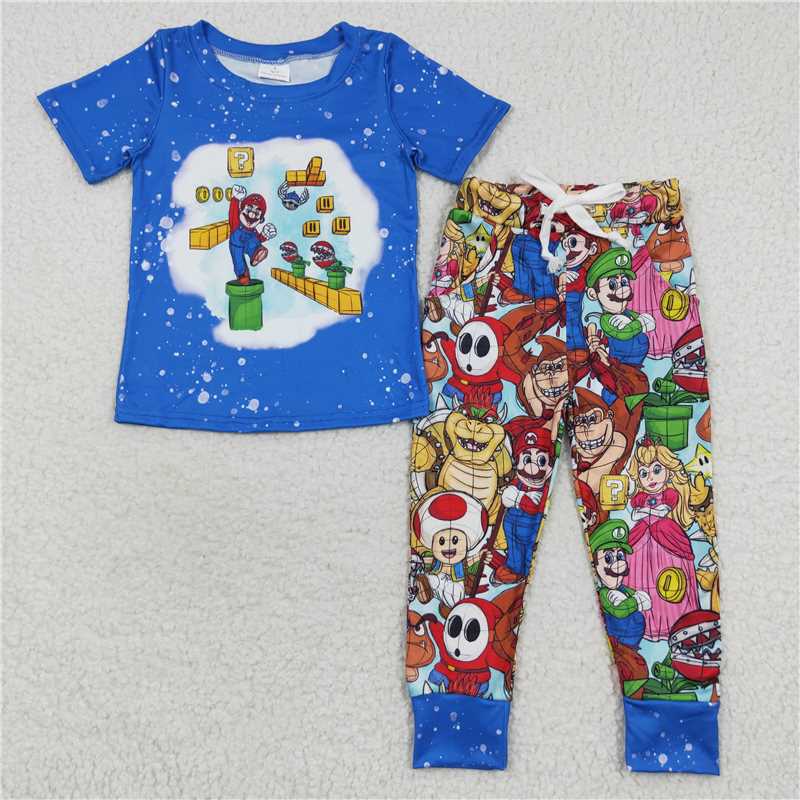 BSPO0148 Baby Boys Chips Blue Color Pants Pajamas Clothes sets