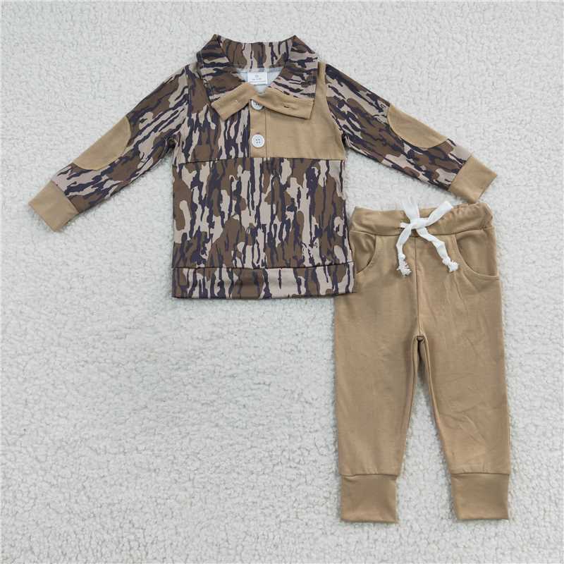 BLP0239Camo pullover pants kids boy clothing set