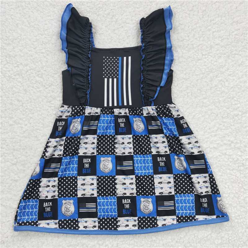 A5-12 Girl flag blue black dress 4th of July