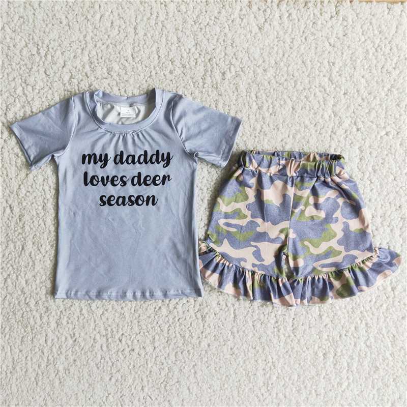 B11-22 Daddy grey short-sleeved camouflage shorts