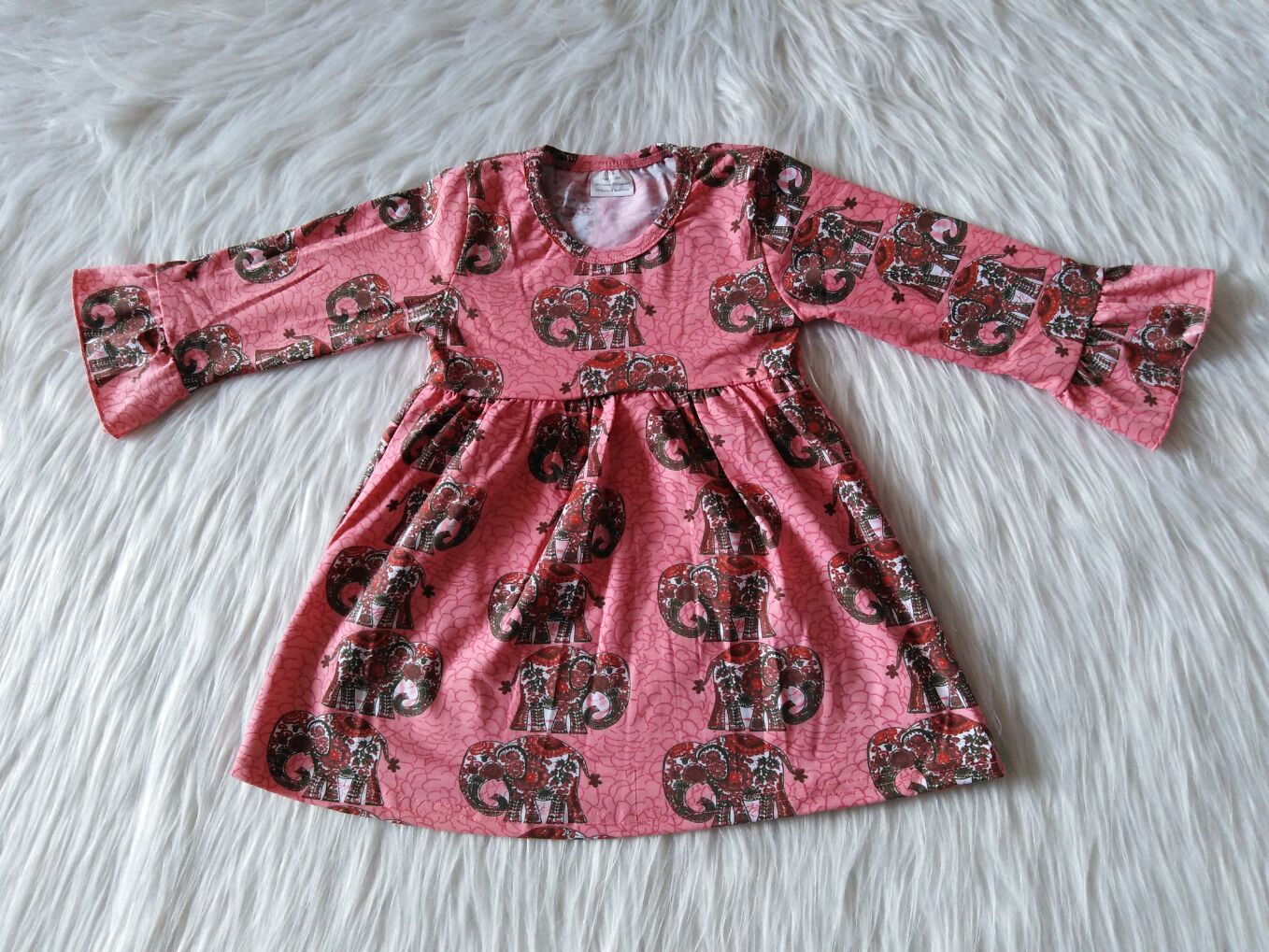 9.15 RTS NO MOQ (In stock)G2-22** Baby Girls Winter Dress Baby Girls Red long sleeves lace knee-length Dresses