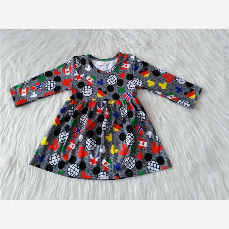 9.18 RTS NO MOQ(In stock)G1-3-5* Baby Girls Winter Dress Baby Girls Mickey gray and black clothes