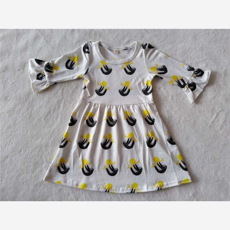 9.15 RTS NO MOQ (In stock)G2-16-4*\ Baby Girls Winter Dress Baby Girls long sleeve Little monkey climbing a tree knee-length Dresses