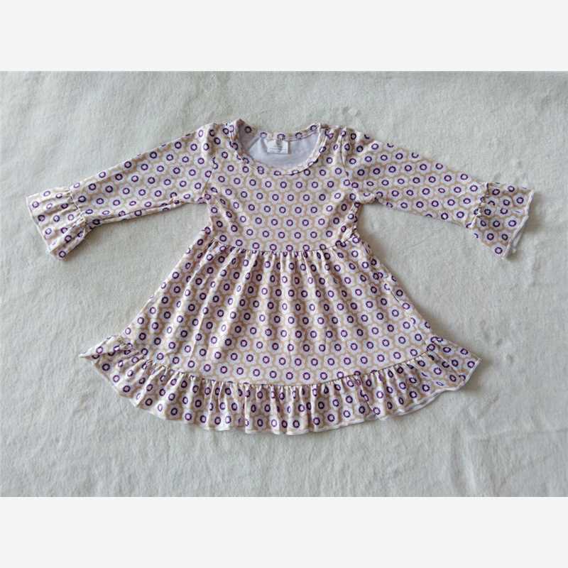 9.15 RTS NO MOQ (In stock)G4-10-../ Baby Girls Winter Dress Baby Girls Small white flowers knee-length Dresses