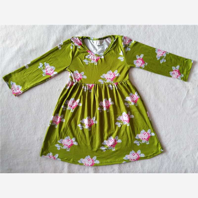 10.11 RTS NO MOQ(In stock)G2-16-9** Baby Girls Winter Dress Pink floral long-sleeved dress
