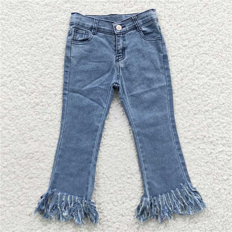 B7-13 Light Blue Tassel denim pants Jeans