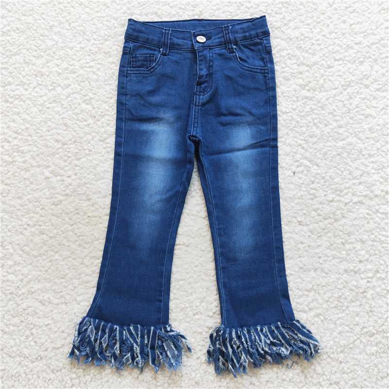 D4-29 Navy Blue Tassel denim pants Jeans
