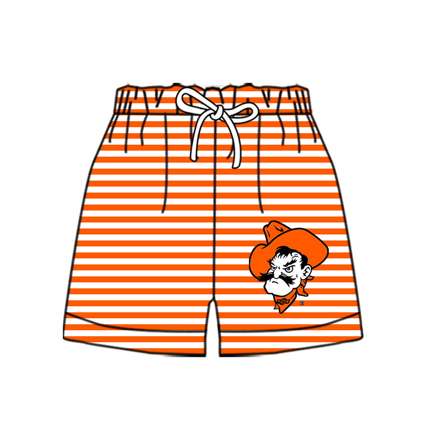 CUSTOM MOQ 5 Cute Comfortable Clothing For Kids Baby Kids Summer Dark Orange Stripe Bottom Team Shorts