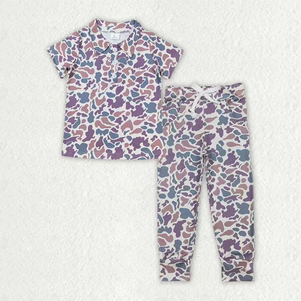 12.8 RTS Sibling Baby Boys Southern Camo Button Shirts Top Shorts Pajamas Clothes Sets
