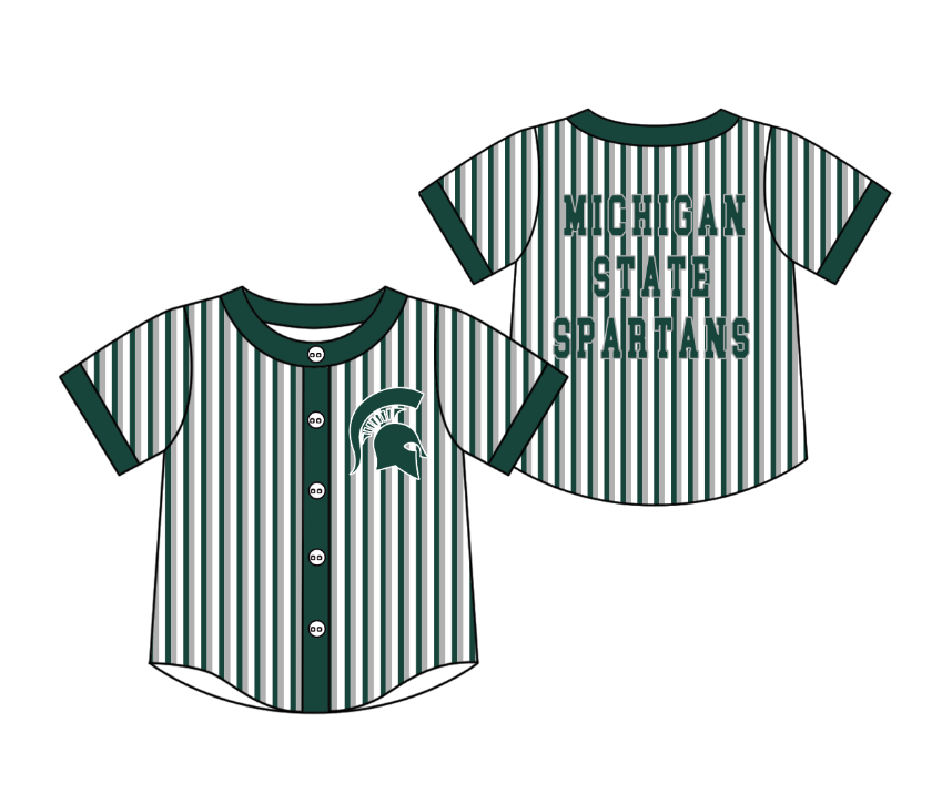 3.5 CUSTOM MOQ 5 Cute Kids Clothing Baby Kids Green Gray Stripe Short Sleeve Team T-shirts Top