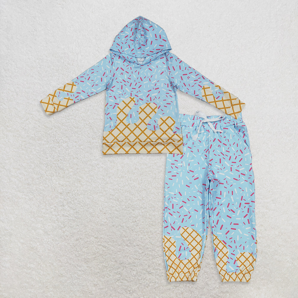 10.31 RTS NO MOQ (In stock)BT1270 + P0814 Baby Boys Light Blue Sprinkles Drip Hoodies Yoga Jogger Pants Team Clothes Sets