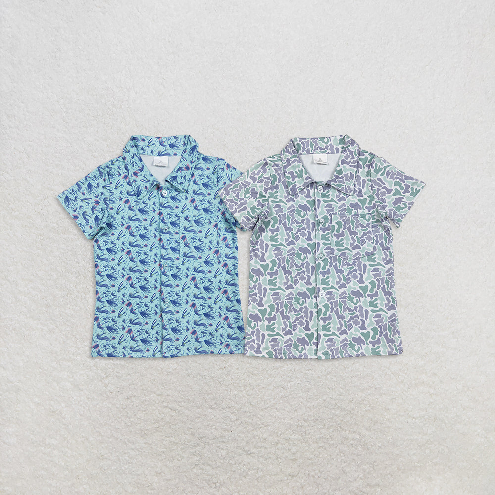 RTS Sibling Baby Boys Lightweight Camouflage Button down Shirt Short Sleeves for Kids Boys