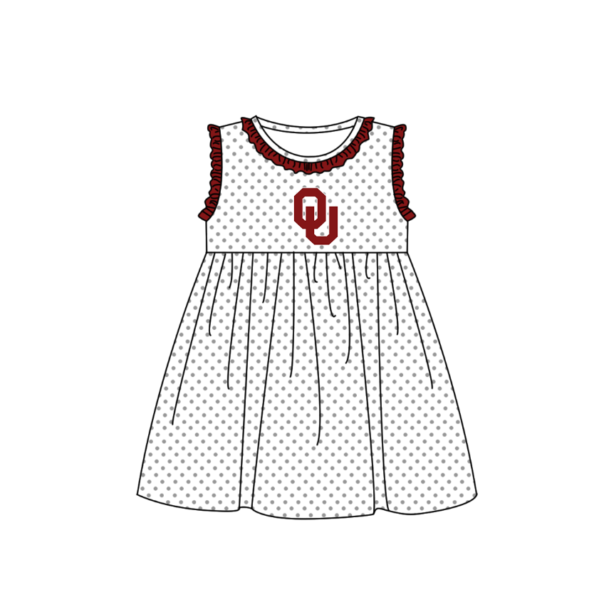 CUSTOM MOQ 5 Sibling Boys Baby Girls Red OU Top Shorts Clothes Set Knee Length Dress Rompers