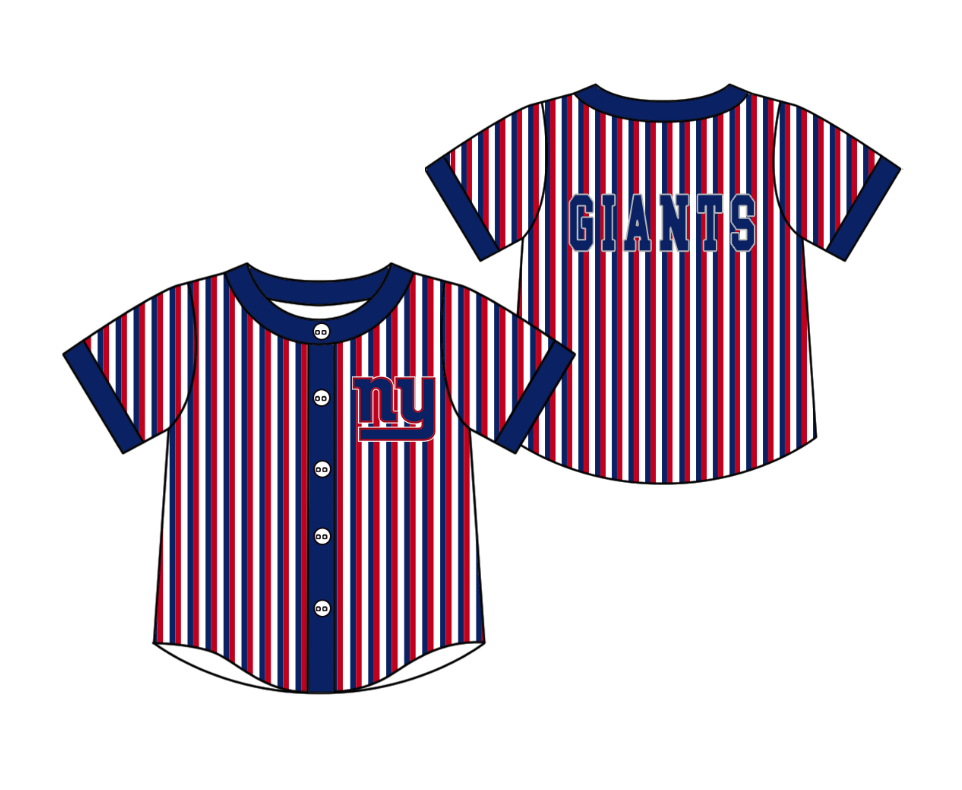 3.5 CUSTOM MOQ 5 Cute Kids Clothing Baby Kids Red Dark Blue Stripe Short Sleeve Team T-shirts Top