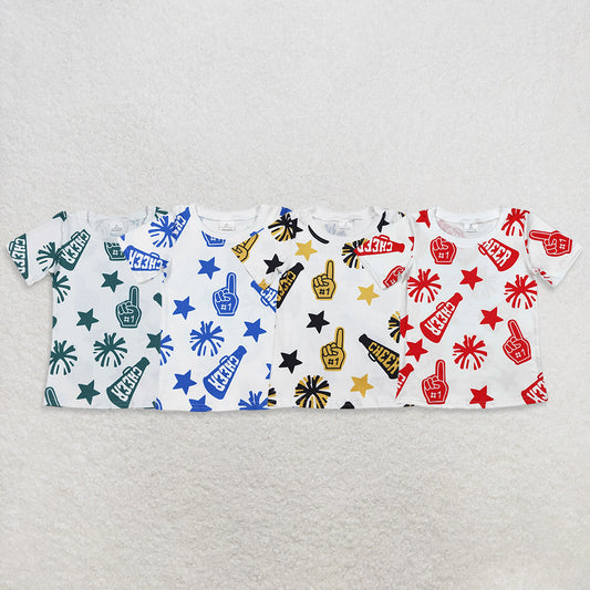 USA Warehouse (IN STOCK) Kids Girls Short Sleeve Cheer Team Shirt Soft Cotton Uniform Top for Cheerleaders
