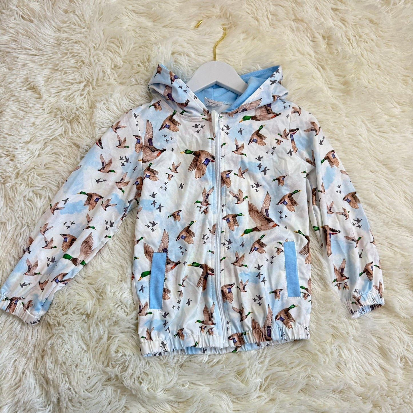 11.28 RST GT0875 Baby Boys Ducks Mallard Hunting Blue Hooded Top Zip Tops