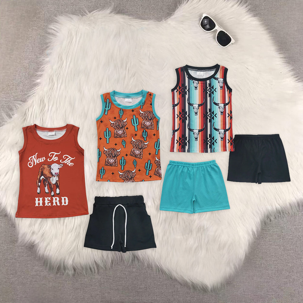 8.15 RTS Sibling Baby Boys Summer Boys Outfits New to the herd shirt shorts kids boy outfits