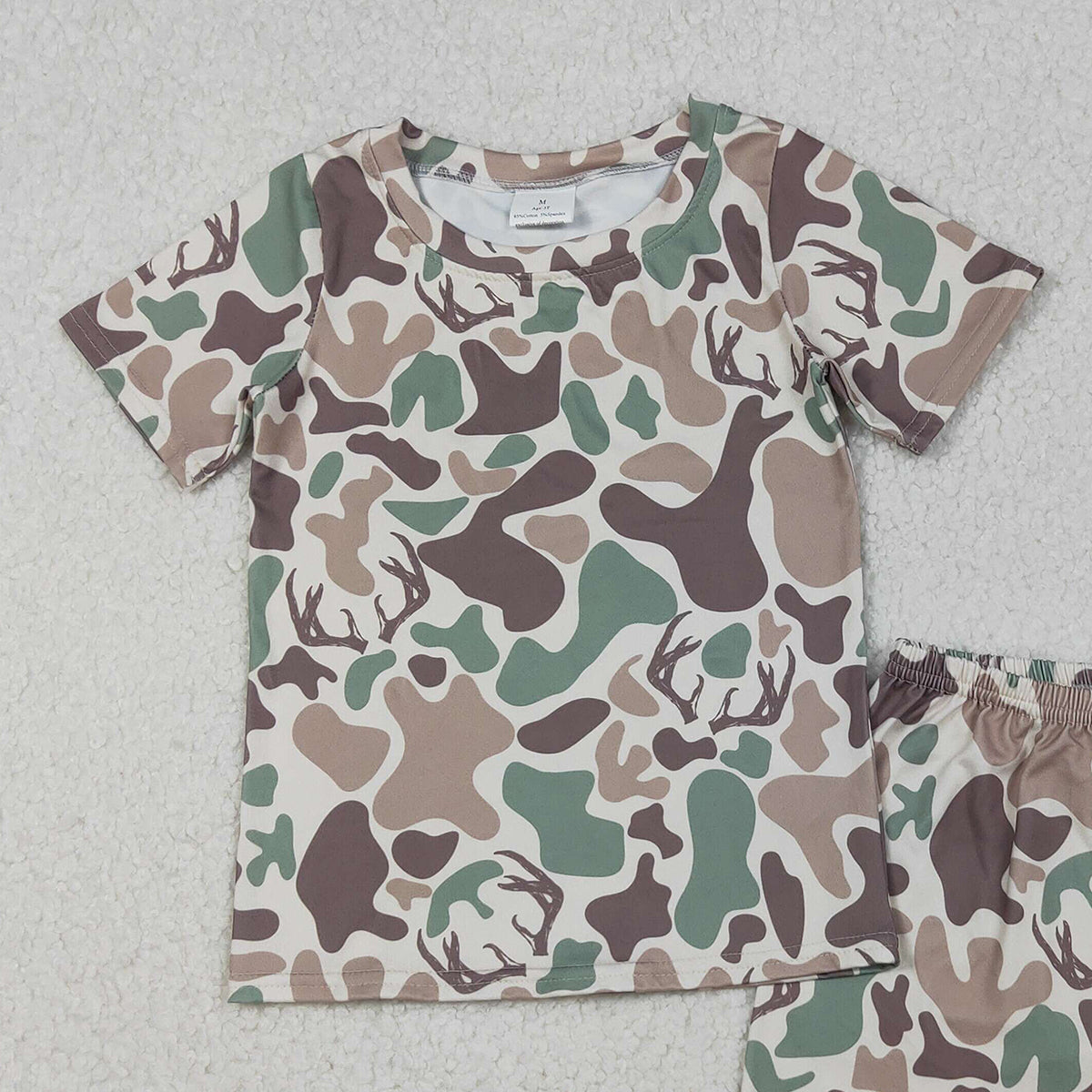 10.18 RTS NO MOQ (In stock)GSSO2708 Baby Boys Winter Outfits Baby Girls Green Brown Deer Camo Top Shorts Hunting Pajamas Sets