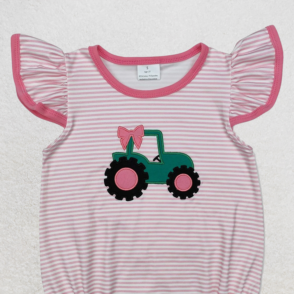 SR2432 RTS NO MOQ Baby Girls Summer Rompers baby girls clothes embroidery pink flying sleeve Romper