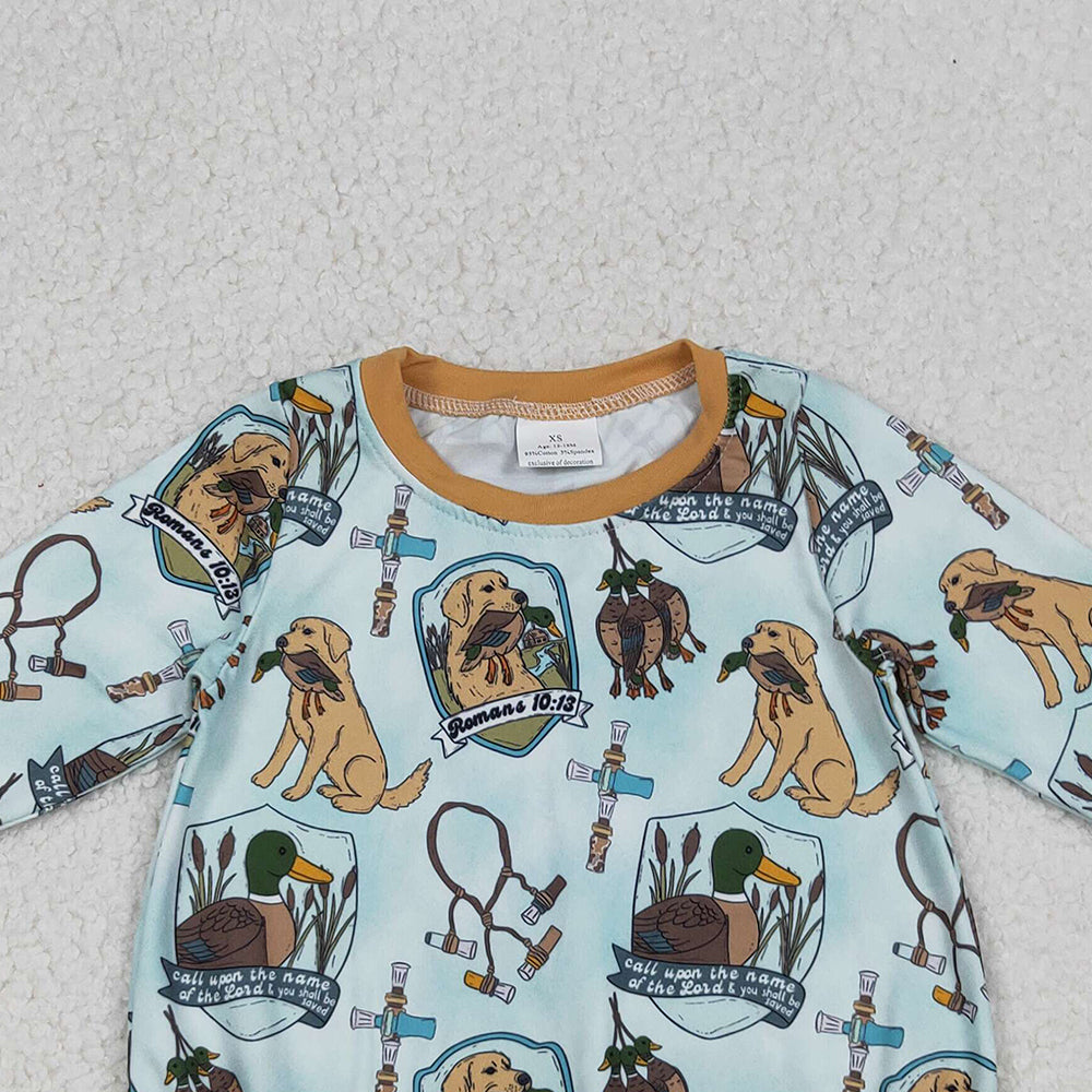 9.27 RTS NO MOQ (In stock)LR2439 Baby Boys Winter Rompers Baby Boys Dogs Ducks Hunting Rompers