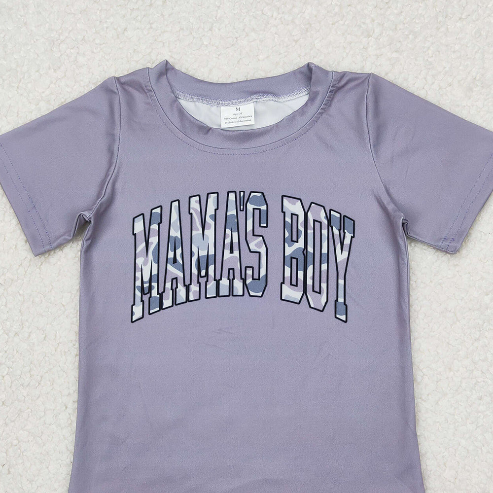 5.19 BT1187 RTS NO MOQ Short sleeves grey camo mama's boy children shirt