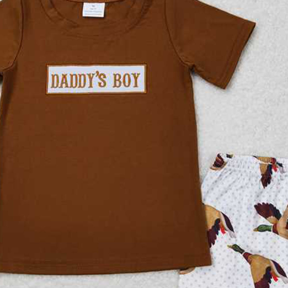 5.16 BSSO0719 RTS NO MOQ Daddy's boy shirt duck shorts boys summer outfits