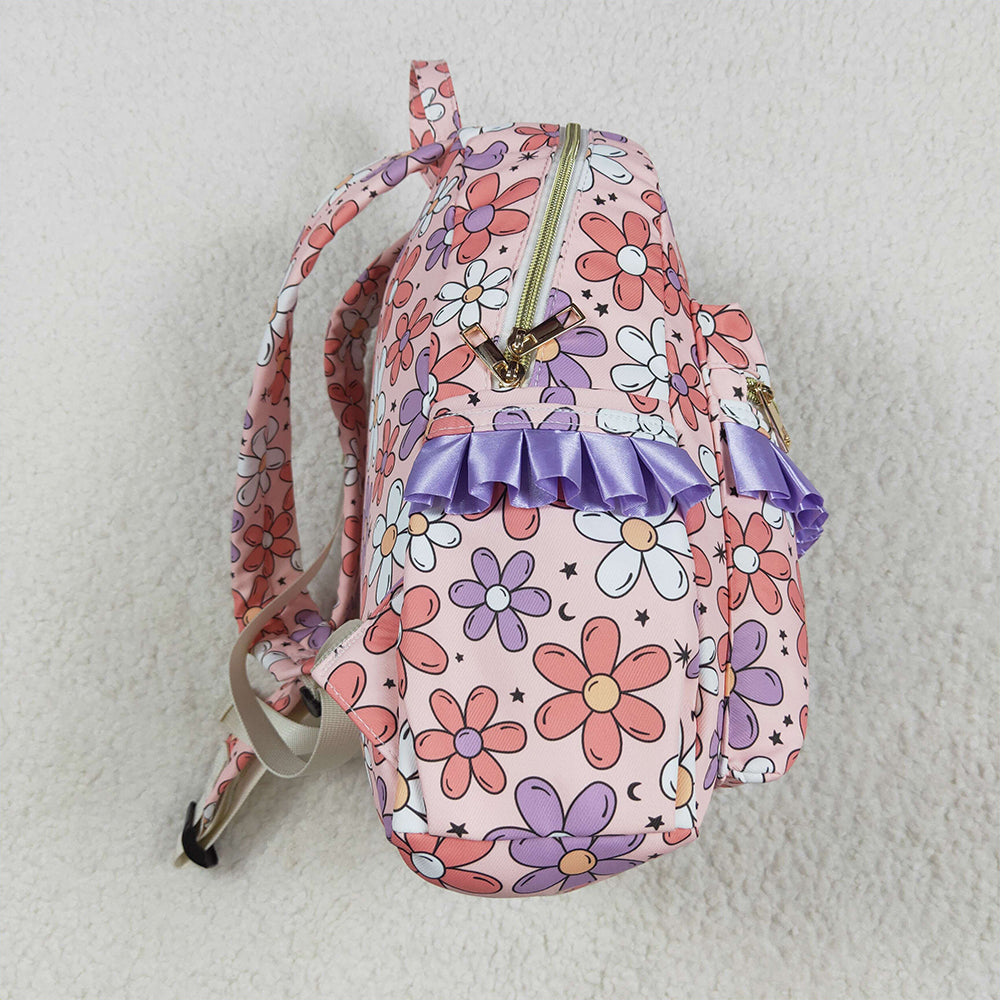 USA Shop (in stock) BA0240 RTS NO MOQ Baby Bags Baby Kids Girls Pink Flowers Backpack Zip Back Bags