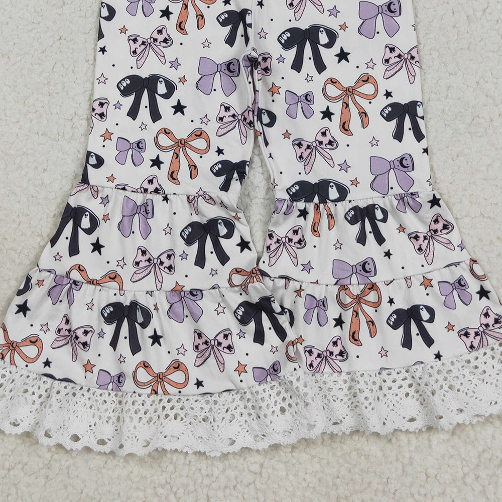 RTS NO MOQ (In stock)P0783 Baby Girls PantsBaby Girls Colorful Bows Stars Plaid Bell Bottom Pants