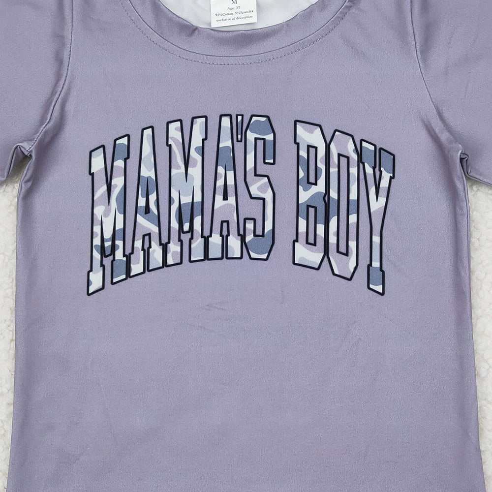 5.19 BT1187 RTS NO MOQ Short sleeves grey camo mama's boy children shirt