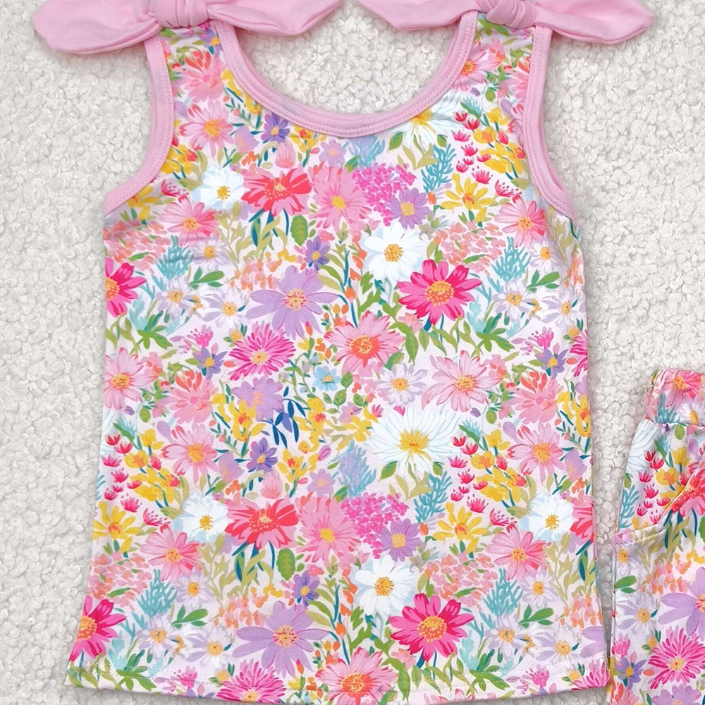 8.25 GSSO2551RTS NO MOQ Baby Girls Summer Outfits baby girl clothes floral suspender shorts set