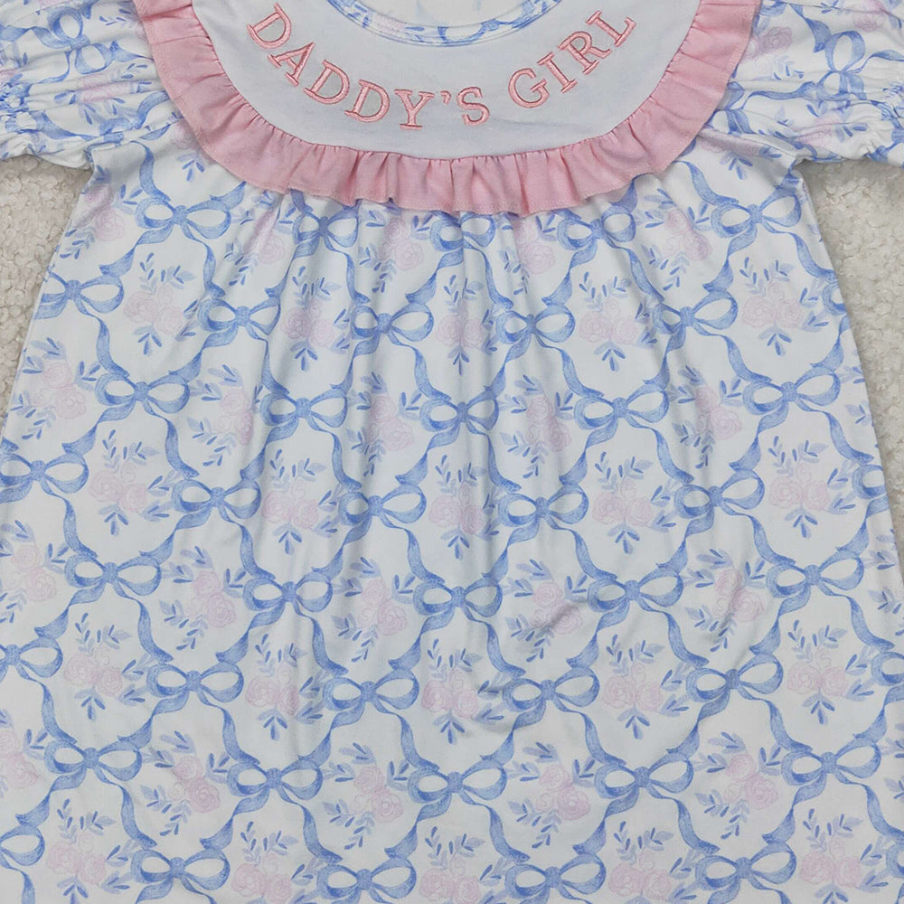 5.28 GSD2226 RTS NO MOQ Baby Girls Summer Dress Short sleeves daddy's girl floral bow kids girls dresses