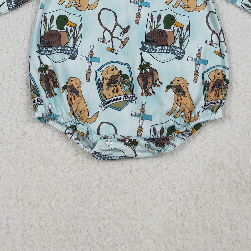 9.27 RTS NO MOQ (In stock)LR2439 Baby Boys Winter Rompers Baby Boys Dogs Ducks Hunting Rompers