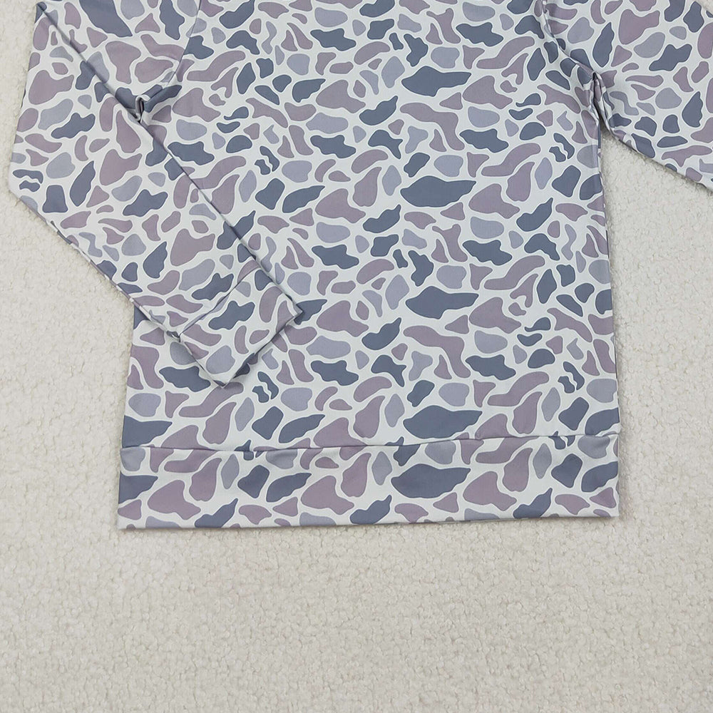 10.10 RTS NO MOQ (In stock)GT1127 Adult Women Light Grey Camo Long Sleeves Yoga Active Tee Shirts Top