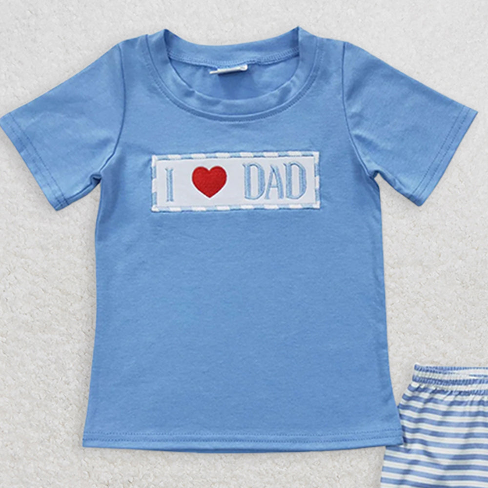 BSSO0172RTS NO MOQ Baby Boys Summer Boys Outfits Baby Boys I love Dad Summer Shorts Clothes Sets
