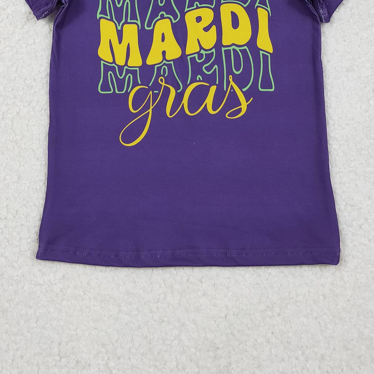 10.23 RTS NO MOQ (In stock)GT1253 Baby Girls Summer Tops Baby Girls Purple Short Sleeve Mardigras Tee Shirts Top