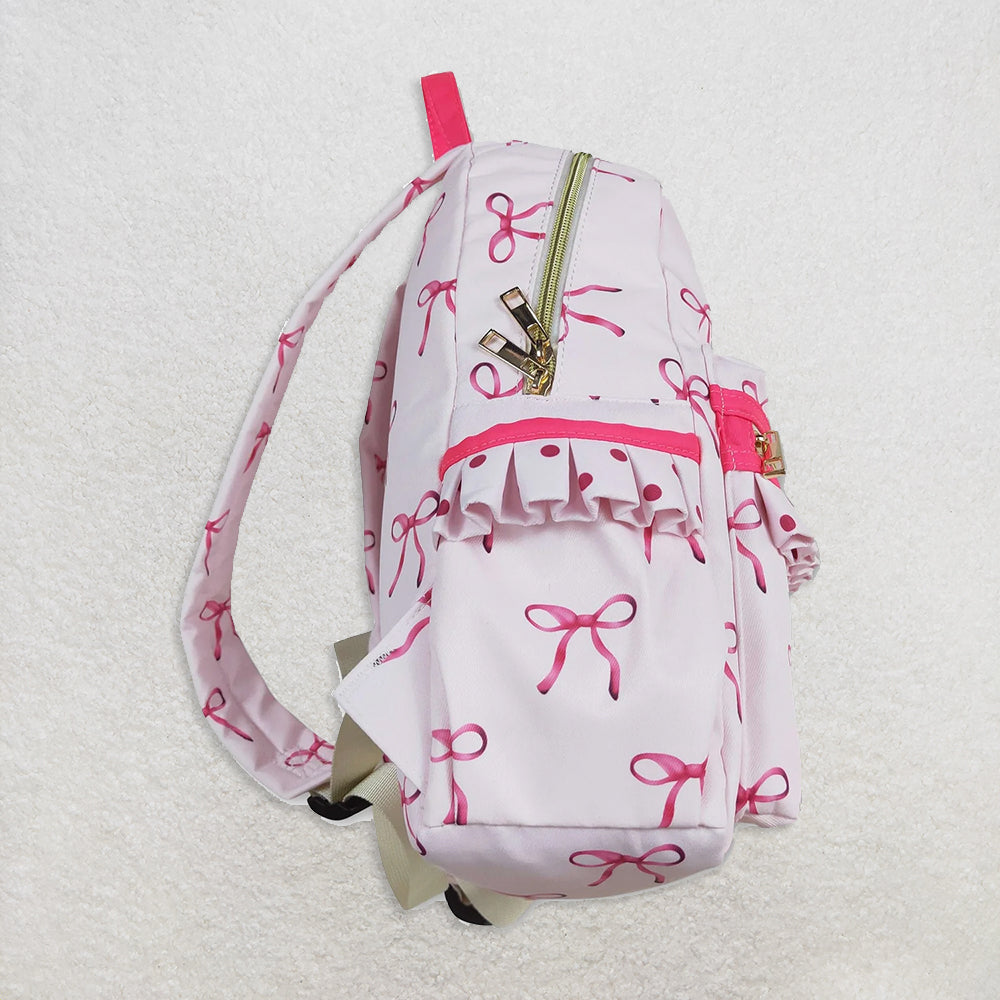 RTS NO MOQ (In stock)BA0233 Baby Bags Baby Kids Girls Pink Bows Backpack Zip Back Bags