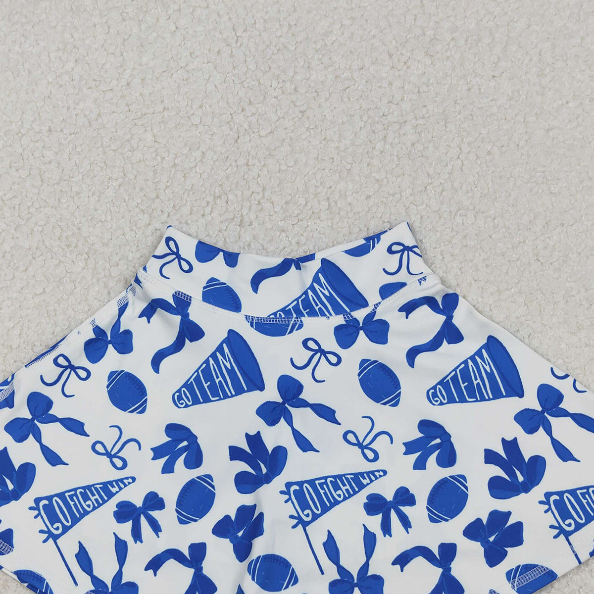 10.20 RTS NO MOQ (In stock)GLK0138 Baby Girls Blue Bows Footballs Go Team Yoga Active Skirt Shorts Bottom